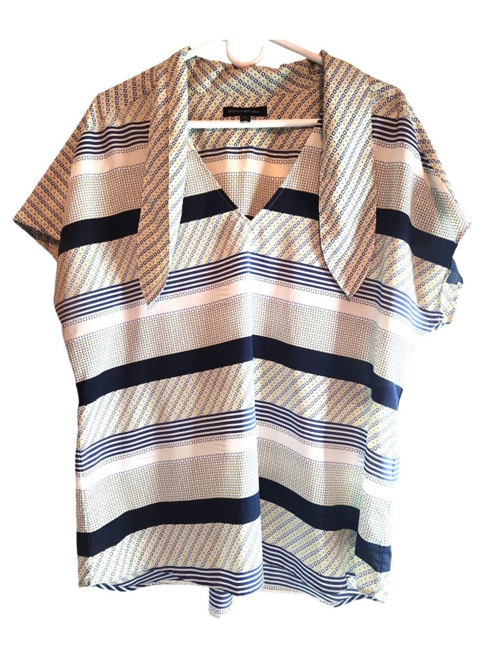 Striped Blouse shirt top Banana Republic Women XL Short Sleeve career office